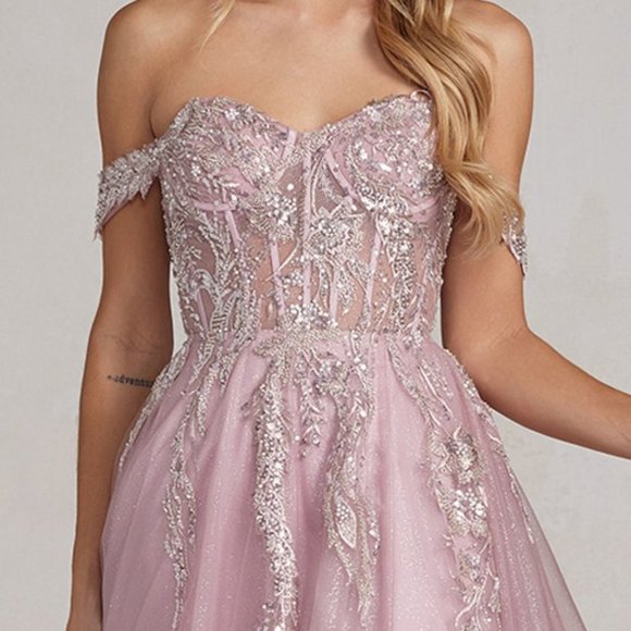 NEW LONG SLEEVELESS A-LINE DRESS EMBROIDERED WITH SPARKLING SEQUINS NX E1128 - Picture 5 of 9